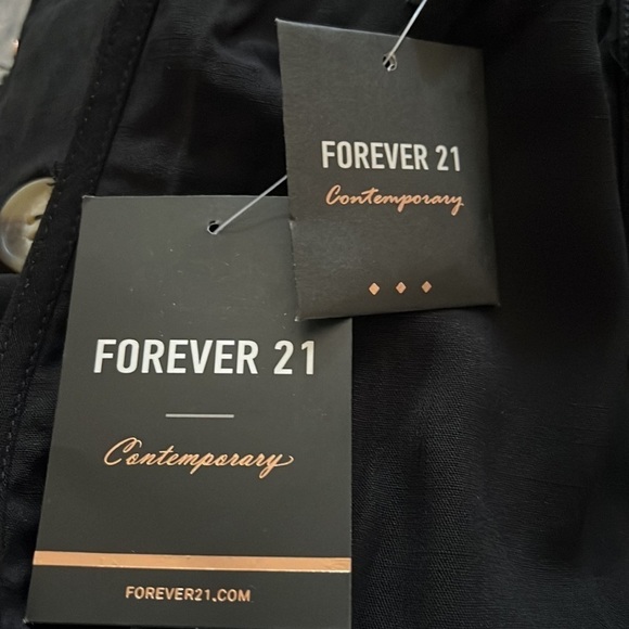 Forever 21 black high neck top V‎ back adjustable ties button sides romper new S - Picture 6 of 8